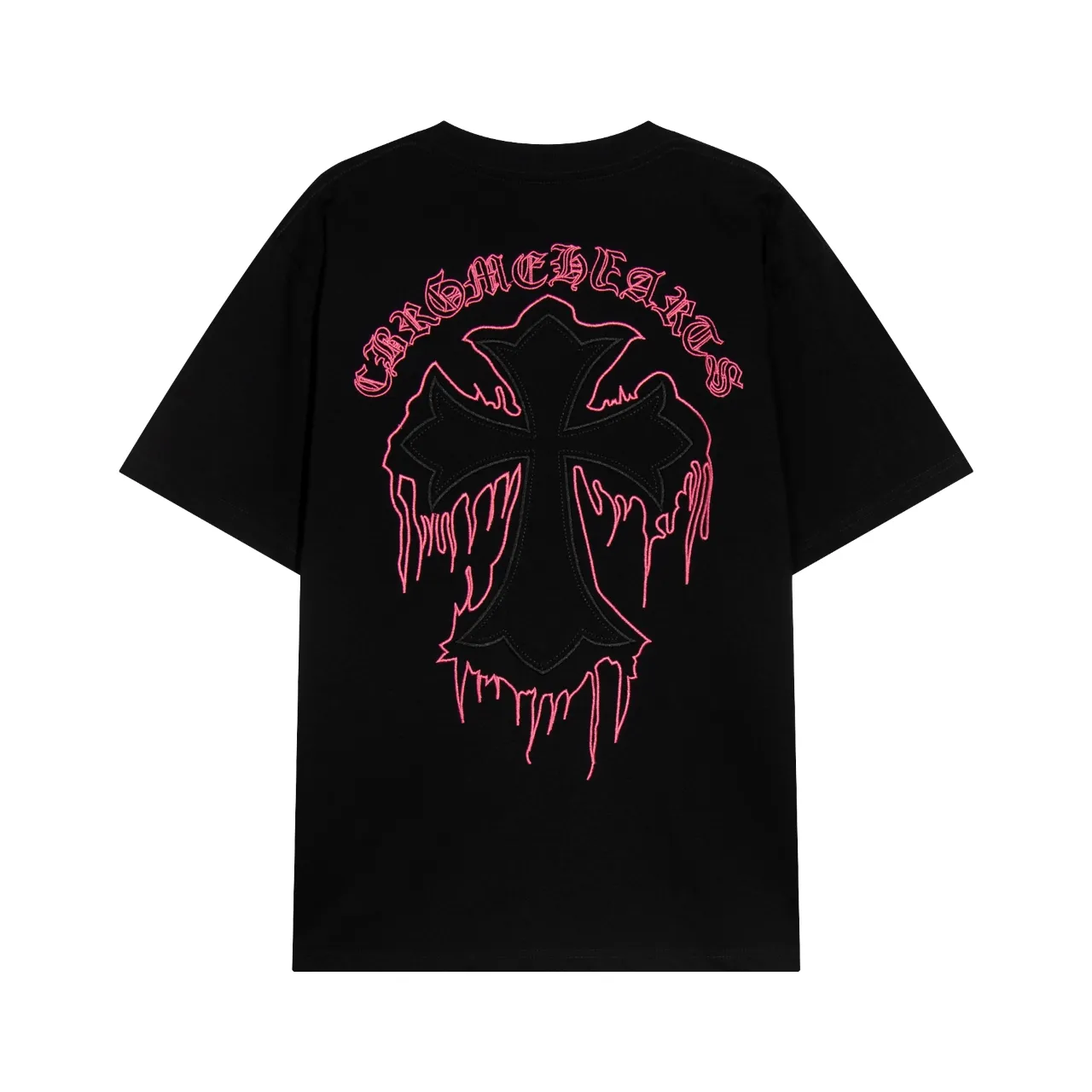 P150 Chrome Hearts Chrome Hearts Sanskrit Cross Embroidery Short Sleeve Size: SMLXL Color: Black White